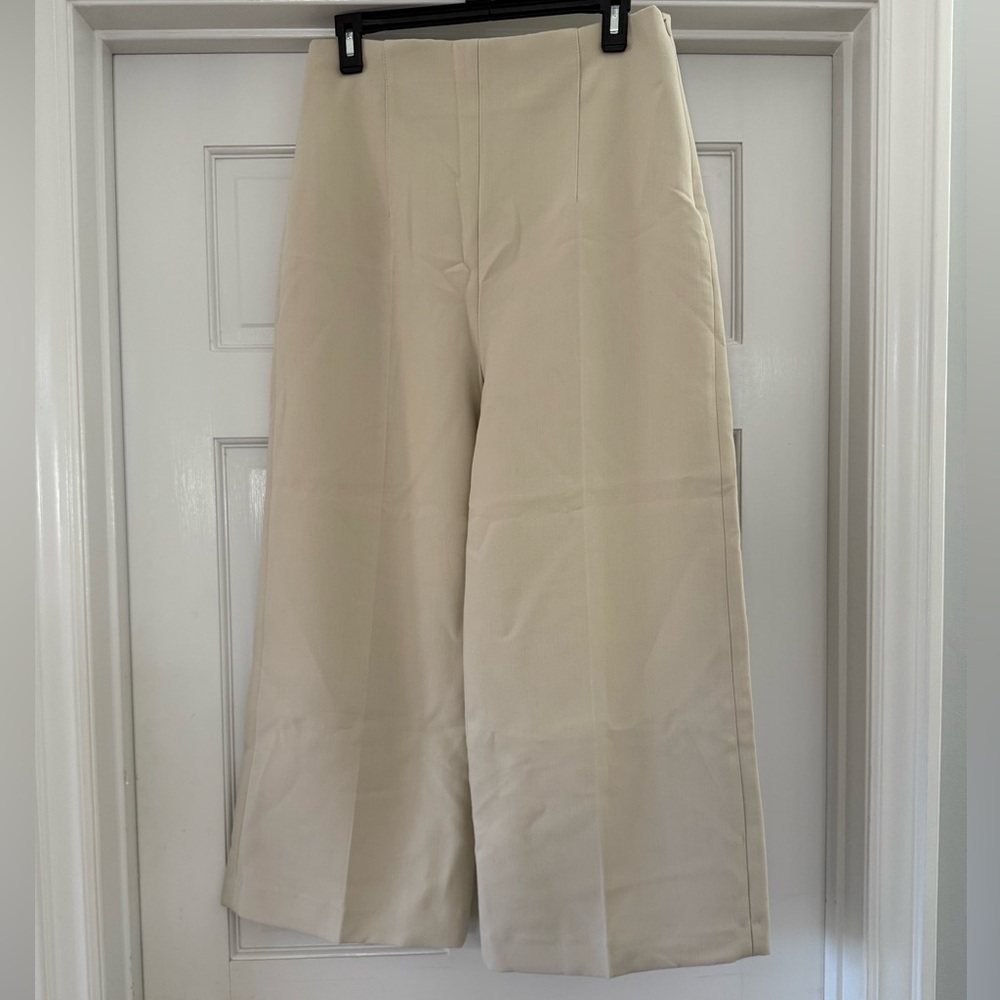 Cream Wide Leg Capri Trousers